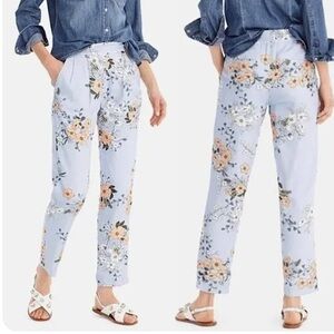 NWT J. crew high rise garden floral tapered trouser pant blue size 8